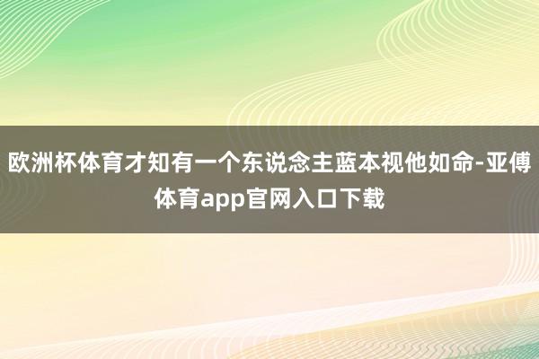 欧洲杯体育才知有一个东说念主蓝本视他如命-亚傅体育app官网入口下载
