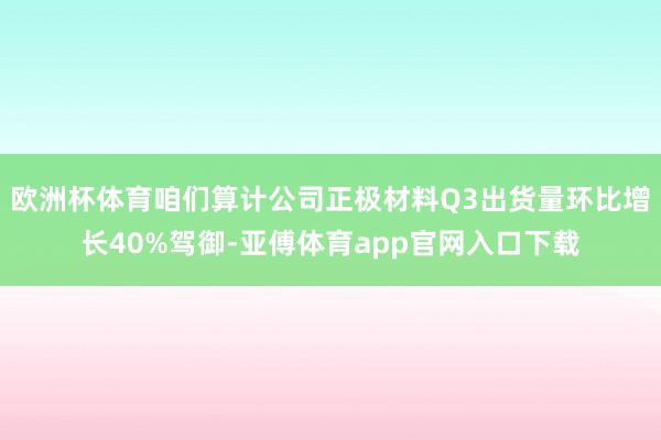欧洲杯体育咱们算计公司正极材料Q3出货量环比增长40%驾御-亚傅体育app官网入口下载