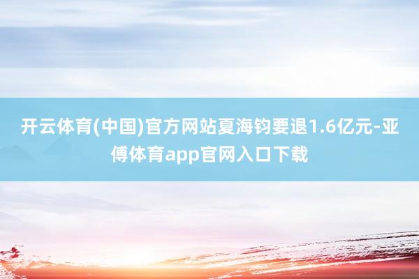 开云体育(中国)官方网站夏海钧要退1.6亿元-亚傅体育app官网入口下载
