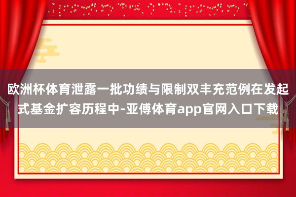 欧洲杯体育泄露一批功绩与限制双丰充范例在发起式基金扩容历程中-亚傅体育app官网入口下载