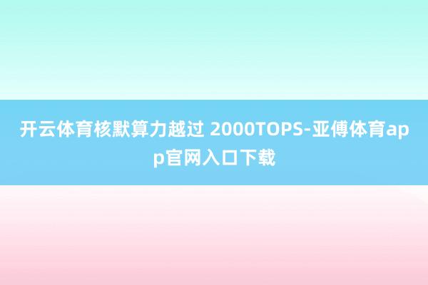 开云体育核默算力越过 2000TOPS-亚傅体育app官网入口下载