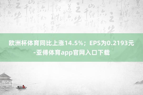 欧洲杯体育同比上涨14.5%；EPS为0.2193元-亚傅体育app官网入口下载