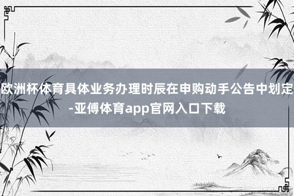 欧洲杯体育具体业务办理时辰在申购动手公告中划定-亚傅体育app官网入口下载