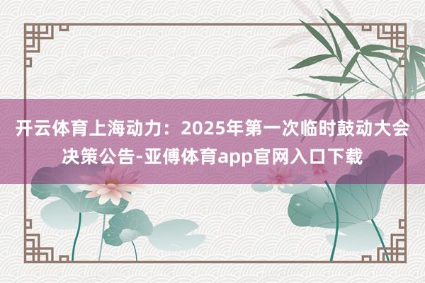 开云体育上海动力：2025年第一次临时鼓动大会决策公告-亚傅体育app官网入口下载